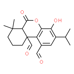 ChemSpider 2D Image | 4-Hydroxy-3-isopropyl-7,7-dimethyl-6-oxo-6,6a,7,8,9,10-hexahydro-10aH-benzo[c]chromene-1,10a-dicarbaldehyde | C20H24O5