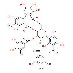 ChemSpider 2D Image | 13-(3-Acetyl-2,4,6-trihydroxyphenyl)-1,2,3,6,7,8-hexahydroxy-9,17-dioxo-9,11,11a,13,14,15,15a,17-octahydrodibenzo[g,i]pyrano[3,2-b][1,5]dioxacycloundecine-14,15-diyl bis(3,4,5-trihydroxybenzoate) | C42H32O25