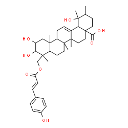 ChemSpider 2D Image | 2,3,19-Trihydroxy-23-{[(2E)-3-(4-hydroxyphenyl)-2-propenoyl]oxy}urs-12-en-28-oic acid | C39H54O8