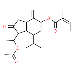 ChemSpider 2D Image | 1-(1-Acetoxyethyl)-7-isopropyl-4-methylene-2-oxooctahydro-1H-inden-5-yl (2Z)-2-methyl-2-butenoate | C22H32O5