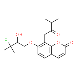 ChemSpider 2D Image | 7-(3-Chloro-2-hydroxy-3-methylbutoxy)-8-(3-methyl-2-oxobutyl)-2H-chromen-2-one | C19H23ClO5