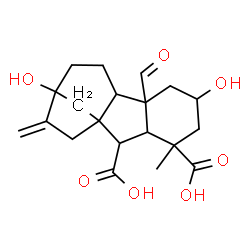 ChemSpider 2D Image | 4a-Formyl-3,7-dihydroxy-1-methyl-8-methylenegibbane-1,10-dicarboxylic acid | C20H26O7