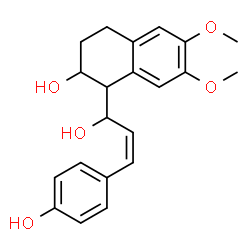 ChemSpider 2D Image | 1-[(2Z)-1-Hydroxy-3-(4-hydroxyphenyl)-2-propen-1-yl]-6,7-dimethoxy-1,2,3,4-tetrahydro-2-naphthalenol | C21H24O5