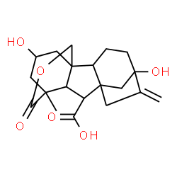 ChemSpider 2D Image | 5,16-Dihydroxy-11-methyl-6-methylene-12-oxo-13-oxapentacyclo[9.3.3.1~5,8~.0~1,10~.0~2,8~]octadecane-9-carboxylic acid | C20H26O6