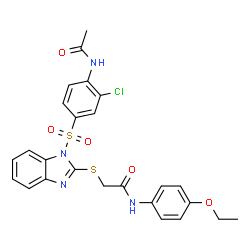 ChemSpider 2D Image | 2-({1-[(4-Acetamido-3-chlorophenyl)sulfonyl]-1H-benzimidazol-2-yl}sulfanyl)-N-(4-ethoxyphenyl)acetamide | C25H23ClN4O5S2