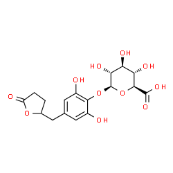 ChemSpider 2D Image | 5-(3',4',5'-Trihydroxyphenyl)-gamma-valerolactone-4'-O-glucuronide | C17H20O11