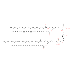 ChemSpider 2D Image | (6Z,9Z,21R,33R,46Z)-24,27,30-Trihydroxy-24,30-dioxido-18,36-dioxo-33-(palmitoyloxy)-19,23,25,29,31,35-hexaoxa-24lambda~5~,30lambda~5~-diphosphatripentaconta-6,9,46-trien-21-yl (9Z,12Z)-9,12-octadecadi
enoate | C79H144O17P2