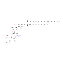 ChemSpider 2D Image | (2S,3R,4E)-3-Hydroxy-2-[(15Z)-15-tetracosenoylamino]-4-octadecen-1-yl 5-acetamido-6-[(1S,2R)-2-({5-acetamido-3,5-dideoxy-6-[(1R,2R)-1,2,3-trihydroxypropyl]-beta-L-threo-hex-2-ulopyranonosyl}oxy)-1,3-d
ihydroxypropyl]-3,5-dideoxy-beta-L-threo-hex-2-ulopyranonosyl-(2->3)-beta-D-galactopyranosyl-(1->4)-beta-D-glucopyranoside | C76H135N3O29