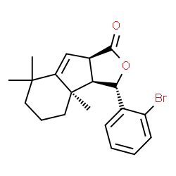 ChemSpider 2D Image | (3S,3aR,3bR,8aR)-3-(2-Bromophenyl)-3b,7,7-trimethyl-3,3a,3b,4,5,6,7,8a-octahydro-1H-indeno[1,2-c]furan-1-one | C20H23BrO2