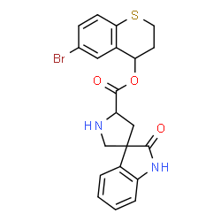 ChemSpider 2D Image | (4S)-6-Bromo-3,4-dihydro-2H-thiochromen-4-yl (3S,5'R)-2-oxo-1,2-dihydrospiro[indole-3,3'-pyrrolidine]-5'-carboxylate | C21H19BrN2O3S