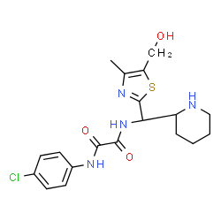ChemSpider 2D Image | N-(4-Chlorophenyl)-N'-{(S)-[5-(hydroxymethyl)-4-methyl-1,3-thiazol-2-yl][(2S)-2-piperidinyl]methyl}ethanediamide | C19H23ClN4O3S
