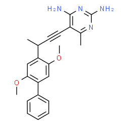 ChemSpider 2D Image | 5-[3-(2,5-Dimethoxy-4-Phenylphenyl)but-1-Yn-1-Yl]-6-Methylpyrimidine-2,4-Diamine | C23H24N4O2