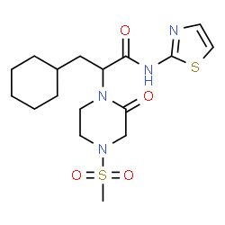ChemSpider 2D Image | (2S)-3-Cyclohexyl-2-[4-(methylsulfonyl)-2-oxo-1-piperazinyl]-N-(1,3-thiazol-2-yl)propanamide | C17H26N4O4S2