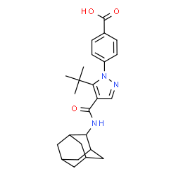 ChemSpider 2D Image | 4-[4-(2-Adamantylcarbamoyl)-5-Tert-Butyl-Pyrazol-1-Yl]benzoic Acid | C25H31N3O3