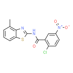 ChemSpider 2D Image | 2-Chloro-N-(4-methyl-1,3-benzothiazol-2-yl)-5-nitrobenzamide | C15H10ClN3O3S