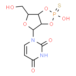ChemSpider 2D Image | 1-[(2R,3aR,4R,6R,6aR)-2-Hydroxy-6-(hydroxymethyl)-2-sulfidotetrahydrofuro[3,4-d][1,3,2]dioxaphosphol-4-yl]-2,4(1H,3H)-pyrimidinedione | C9H11N2O7PS