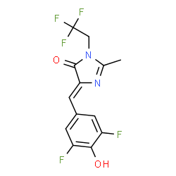 ChemSpider 2D Image | (5Z)-5-(3,5-Difluoro-4-hydroxybenzylidene)-2-methyl-3-(2,2,2-trifluoroethyl)-3,5-dihydro-4H-imidazol-4-one | C13H9F5N2O2