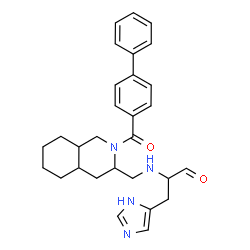 ChemSpider 2D Image | (2S)-2-({[(3S,4aR,8aS)-2-(4-Biphenylylcarbonyl)decahydro-3-isoquinolinyl]methyl}amino)-3-(1H-imidazol-5-yl)propanal | C29H34N4O2