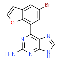 ChemSpider 2D Image | 6-(5-Bromo-1-benzofuran-7-yl)-9H-purin-2-amine | C13H8BrN5O