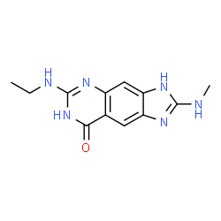 ChemSpider 2D Image | 6-(Ethylamino)-2-(methylamino)-3,7-dihydro-8H-imidazo[4,5-g]quinazolin-8-one | C12H14N6O