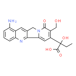 ChemSpider 2D Image | (2S)-2-[1-Amino-8-(hydroxymethyl)-9-oxo-9,11-dihydroindolizino[1,2-b]quinolin-7-yl]-2-hydroxybutanoic acid | C20H19N3O5