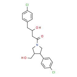ChemSpider 2D Image | (3R)-4-(4-Chlorophenyl)-1-[(3S,4R)-3-(4-chlorophenyl)-4-(hydroxymethyl)-1-pyrrolidinyl]-3-hydroxy-1-butanone | C21H23Cl2NO3