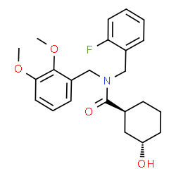 ChemSpider 2D Image | (1S,3S)-N-(2,3-Dimethoxybenzyl)-N-(2-fluorobenzyl)-3-hydroxycyclohexanecarboxamide | C23H28FNO4