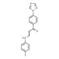 ChemSpider 2D Image | 3-[(4-Methylphenyl)amino]-1-[4-(1H-1,2,4-triazol-1-yl)phenyl]-2-propen-1-one | C18H16N4O