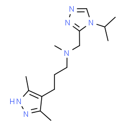 ChemSpider 2D Image | 3-(3,5-Dimethyl-1H-pyrazol-4-yl)-N-[(4-isopropyl-4H-1,2,4-triazol-3-yl)methyl]-N-methyl-1-propanamine | C15H26N6