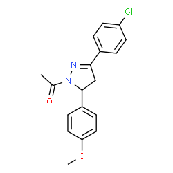 ChemSpider 2D Image | 1-[3-(4-Chlorophenyl)-5-(4-methoxyphenyl)-4,5-dihydro-1H-pyrazol-1-yl]ethanone | C18H17ClN2O2