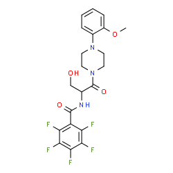 ChemSpider 2D Image | 2,3,4,5,6-Pentafluoro-N-{3-hydroxy-1-[4-(2-methoxyphenyl)-1-piperazinyl]-1-oxo-2-propanyl}benzamide | C21H20F5N3O4