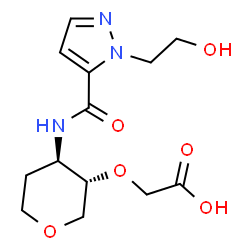 ChemSpider 2D Image | 1,5-Anhydro-2-O-(carboxymethyl)-3,4-dideoxy-3-({[1-(2-hydroxyethyl)-1H-pyrazol-5-yl]carbonyl}amino)-D-threo-pentitol | C13H19N3O6