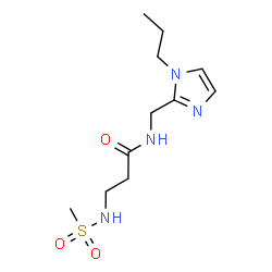 ChemSpider 2D Image | N~3~-(Methylsulfonyl)-N-[(1-propyl-1H-imidazol-2-yl)methyl]-beta-alaninamide | C11H20N4O3S