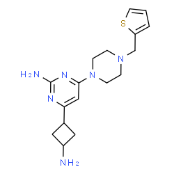 ChemSpider 2D Image | 4-(3-Aminocyclobutyl)-6-[4-(2-thienylmethyl)-1-piperazinyl]-2-pyrimidinamine | C17H24N6S