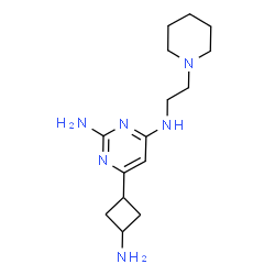 ChemSpider 2D Image | 6-(3-Aminocyclobutyl)-N~4~-[2-(1-piperidinyl)ethyl]-2,4-pyrimidinediamine | C15H26N6