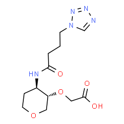 ChemSpider 2D Image | 1,5-Anhydro-2-O-(carboxymethyl)-3,4-dideoxy-3-{[4-(1H-tetrazol-1-yl)butanoyl]amino}-D-threo-pentitol | C12H19N5O5
