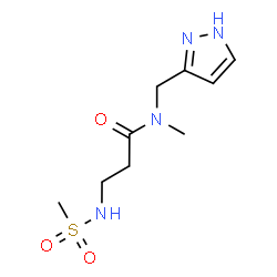 ChemSpider 2D Image | N-Methyl-N~3~-(methylsulfonyl)-N-(1H-pyrazol-3-ylmethyl)-beta-alaninamide | C9H16N4O3S