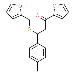 ChemSpider 2D Image | 1-(2-Furyl)-3-[(2-furylmethyl)sulfanyl]-3-(4-methylphenyl)-1-propanone | C19H18O3S