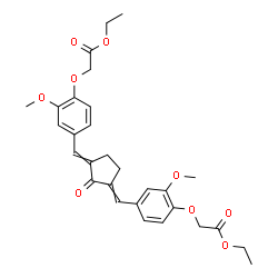 ChemSpider 2D Image | Diethyl 2,2'-{(2-oxo-1,3-cyclopentanediylidene)bis[methylylidene(2-methoxy-4,1-phenylene)oxy]}diacetate | C29H32O9
