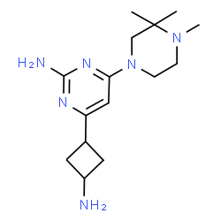 ChemSpider 2D Image | 4-(3-Aminocyclobutyl)-6-(3,3,4-trimethyl-1-piperazinyl)-2-pyrimidinamine | C15H26N6