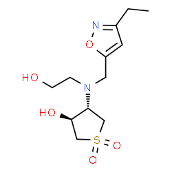 ChemSpider 2D Image | (3S,4S)-4-{[(3-Ethyl-1,2-oxazol-5-yl)methyl](2-hydroxyethyl)amino}tetrahydro-3-thiopheneol 1,1-dioxide | C12H20N2O5S