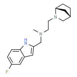 ChemSpider 2D Image | 2-[(1R,4S)-2-Azabicyclo[2.2.1]hept-2-yl]-N-[(5-fluoro-1H-indol-2-yl)methyl]-N-methylethanamine | C18H24FN3