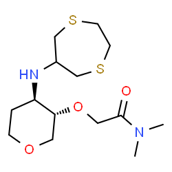 ChemSpider 2D Image | 1,5-Anhydro-2,3-dideoxy-4-O-[2-(dimethylamino)-2-oxoethyl]-3-(1,4-dithiepan-6-ylamino)-D-threo-pentitol | C14H26N2O3S2