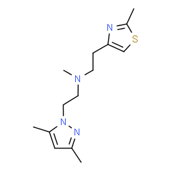 ChemSpider 2D Image | 2-(3,5-Dimethyl-1H-pyrazol-1-yl)-N-methyl-N-[2-(2-methyl-1,3-thiazol-4-yl)ethyl]ethanamine | C14H22N4S