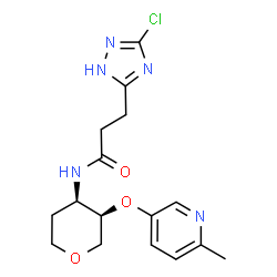 ChemSpider 2D Image | 1,5-Anhydro-3-{[3-(3-chloro-1H-1,2,4-triazol-5-yl)propanoyl]amino}-3,4-dideoxy-2-O-(6-methyl-3-pyridinyl)-D-erythro-pentitol | C16H20ClN5O3