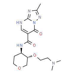 ChemSpider 2D Image | 1,5-Anhydro-2,3-dideoxy-4-O-[2-(dimethylamino)ethyl]-3-{[(2-methyl-7-oxo-4,7-dihydro[1,2,4]triazolo[1,5-a]pyrimidin-6-yl)carbonyl]amino}-D-threo-pentitol | C16H24N6O4