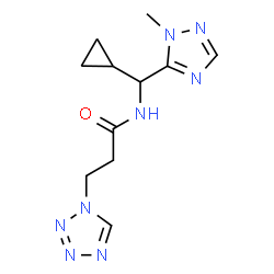 ChemSpider 2D Image | N-[Cyclopropyl(1-methyl-1H-1,2,4-triazol-5-yl)methyl]-3-(1H-tetrazol-1-yl)propanamide | C11H16N8O