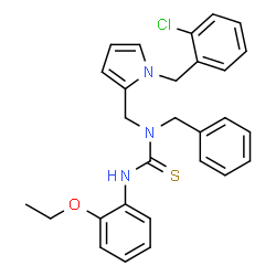 ChemSpider 2D Image | 1-Benzyl-1-{[1-(2-chlorobenzyl)-1H-pyrrol-2-yl]methyl}-3-(2-ethoxyphenyl)thiourea | C28H28ClN3OS