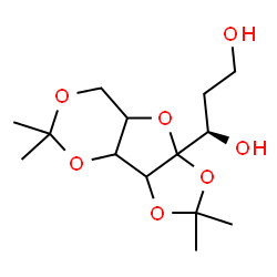 ChemSpider 2D Image | (1R)-1-(2,2,5,5-Tetramethyltetrahydro-8aH-[1,3]dioxolo[4,5]furo[3,2-d][1,3]dioxin-8a-yl)-1,3-propanediol | C14H24O7