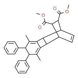 ChemSpider 2D Image | Dimethyl 4,7-dimethyl-5,6-diphenyltetracyclo[8.2.2.0~2,9~.0~3,8~]tetradeca-3,7,13-triene-11,12-dicarboxylate | C32H32O4